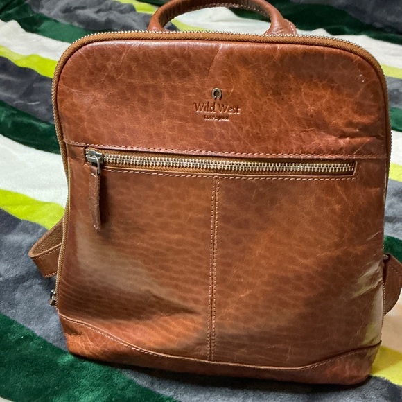 Wild West Tan Leather Backpack - Picture 3 of 16